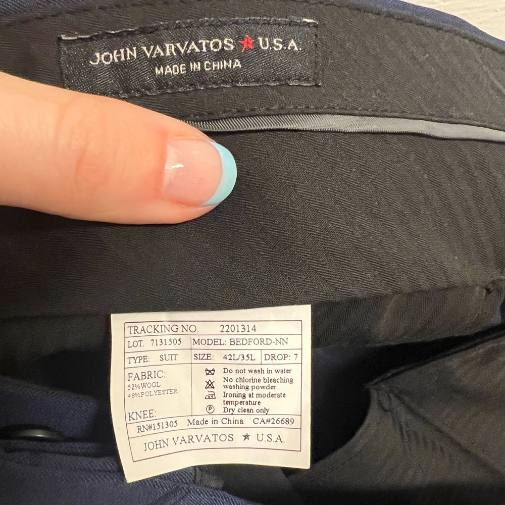 Navy Blue and Black Plaid John Varvatos USA Bedford Dress Pants in Size 42 - Picture 5 of 5